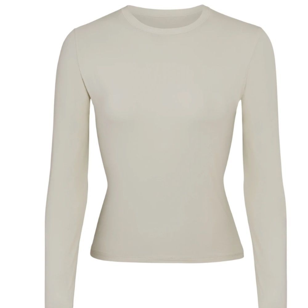SKIMS FITS EVERYBODY LONG SLEEVE T-SHIRT Size XS TALC